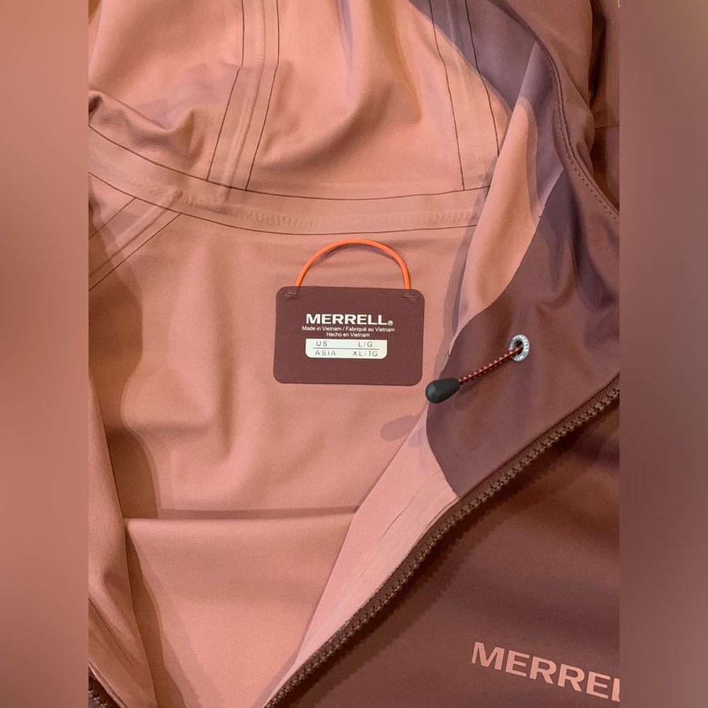 Merrell Women's L Whisper Rain Shell Jacket dusty rose Hooded Outdoor‎ hiking - Picture 4 of 7
